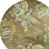 8' Moss Green Hand Tufted Tropical Trees Round Indoor Area Rug - Homeroots
