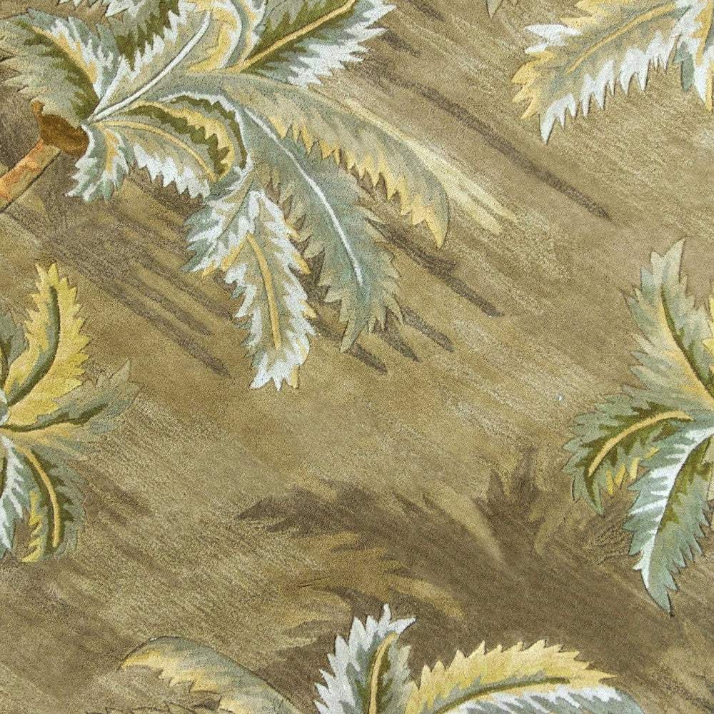 8' Moss Green Hand Tufted Tropical Trees Round Indoor Area Rug - Homeroots - Flyclothing LLC