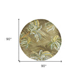 8' Moss Green Hand Tufted Tropical Trees Round Indoor Area Rug - Homeroots - Flyclothing LLC