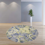 7' Round Wool Blue Or Green Area Rug - Homeroots - Flyclothing LLC