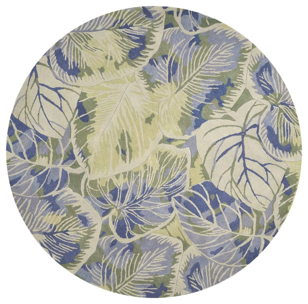 7' Round Wool Blue Or Green Area Rug - Homeroots - Flyclothing LLC