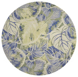7' Round Wool Blue Or  Green Area Rug - Homeroots