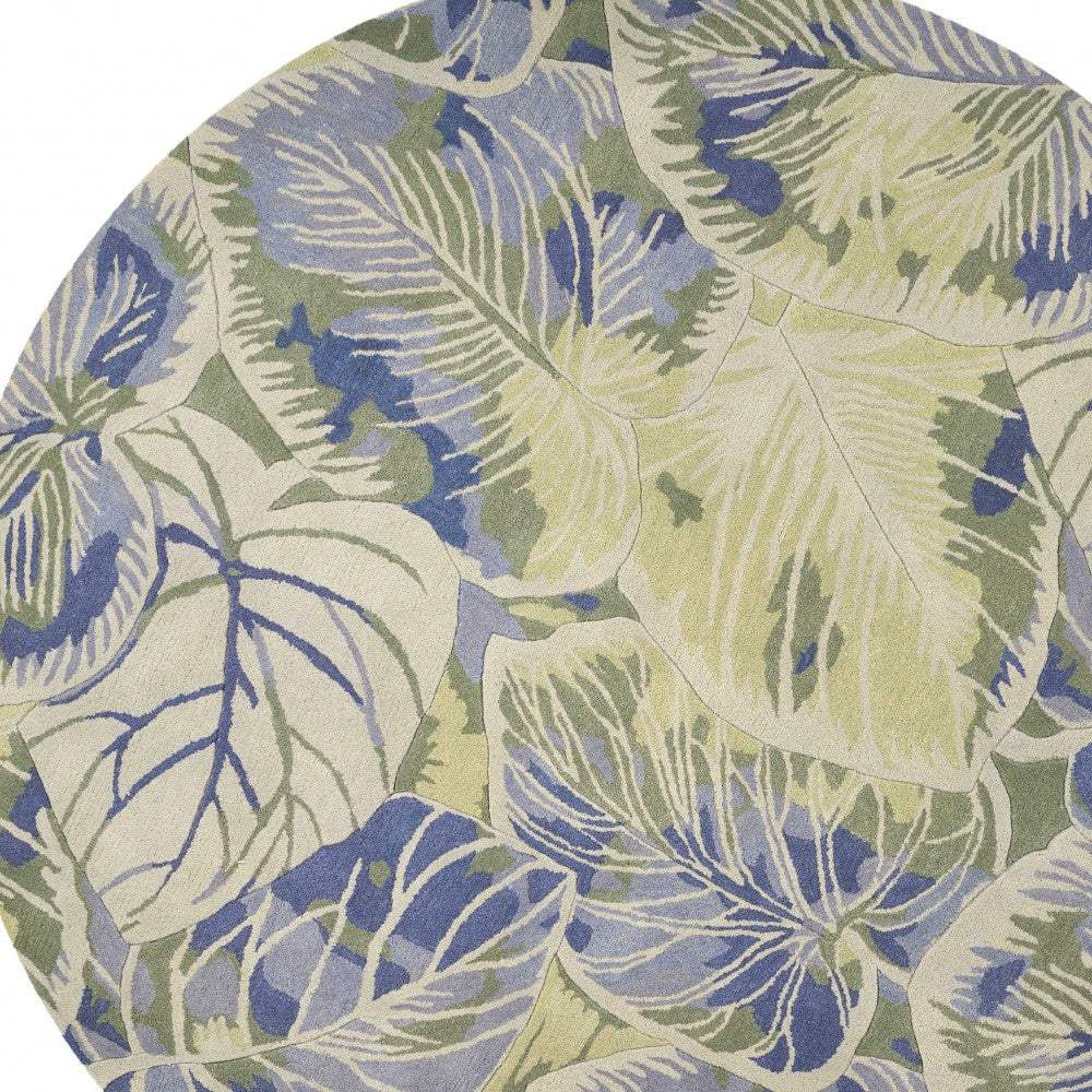 7' Round Wool Blue Or Green Area Rug - Homeroots - Flyclothing LLC