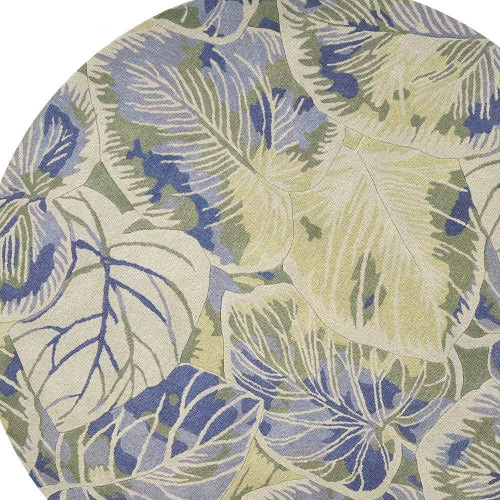 7' Round Wool Blue Or Green Area Rug - Homeroots - Flyclothing LLC