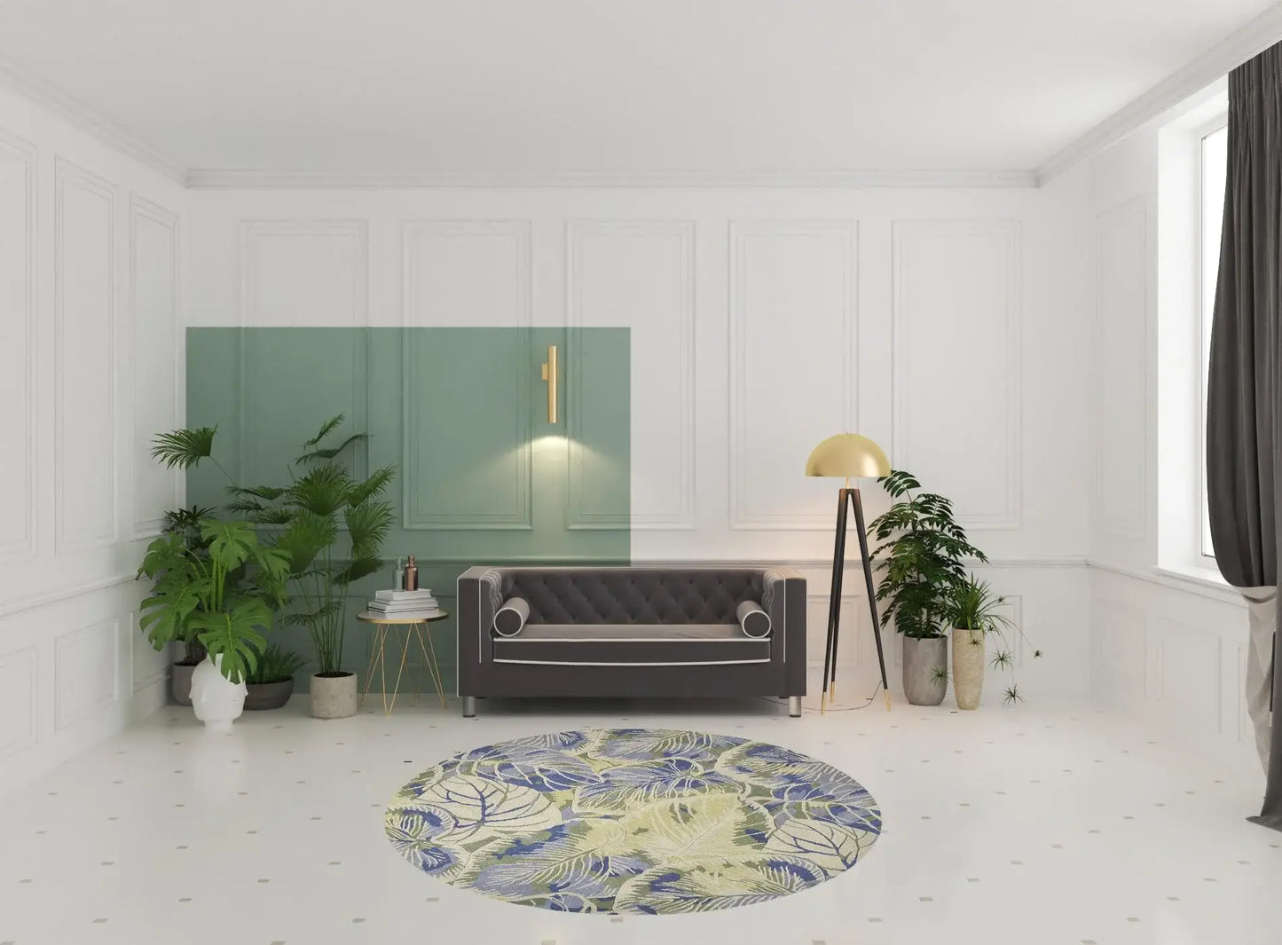 7' Round Wool Blue Or Green Area Rug - Homeroots - Flyclothing LLC