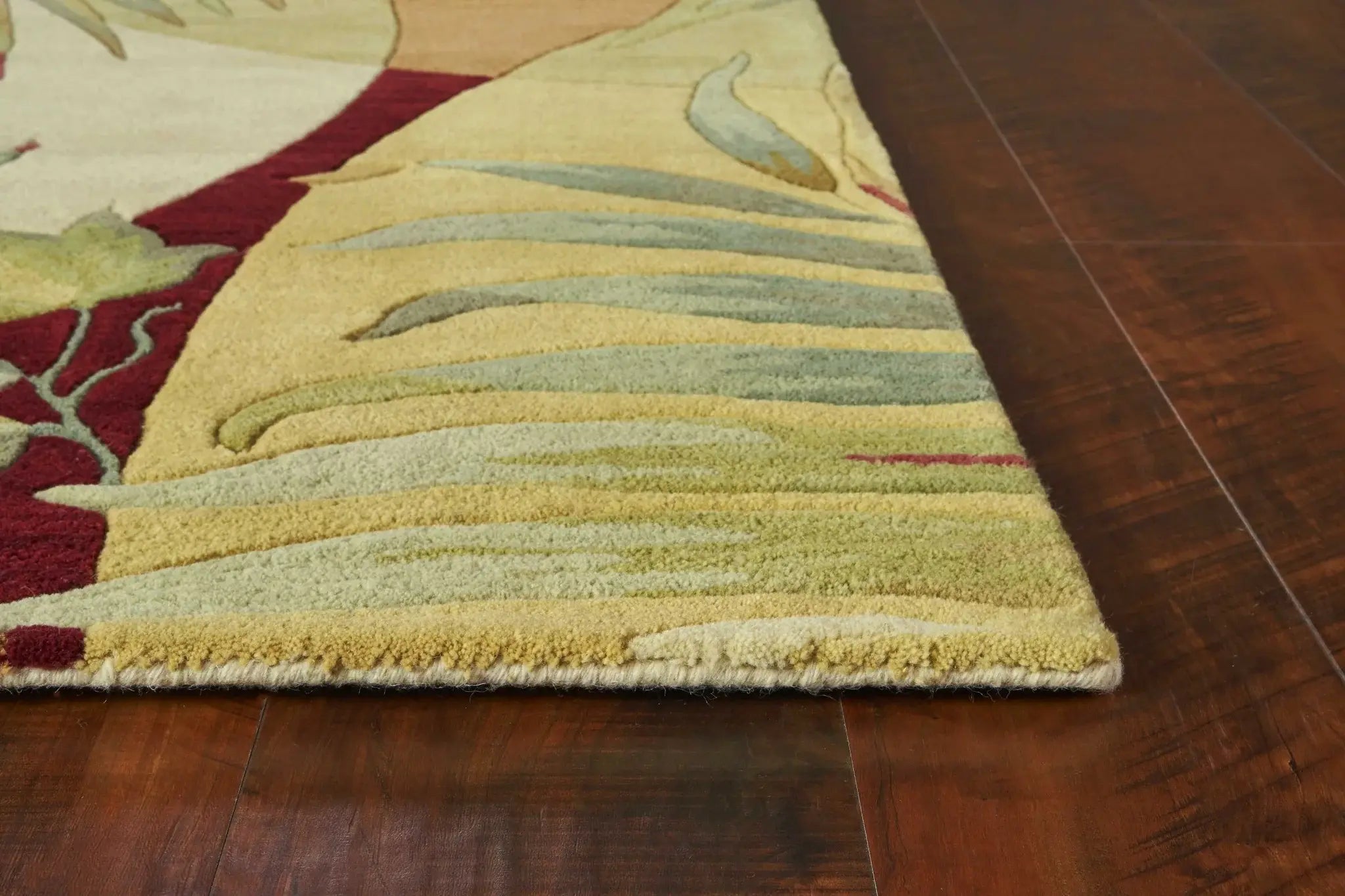 8' Coral Red Hand Tufted Tropical Leaves Round Indoor Area Rug - Homeroots - Flyclothing LLC