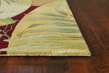 8' Coral Red Hand Tufted Tropical Leaves Round Indoor Area Rug - Homeroots