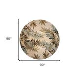 7' Round Wool Ivory  Area Rug - Homeroots