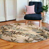 7' Round Wool Ivory  Area Rug - Homeroots
