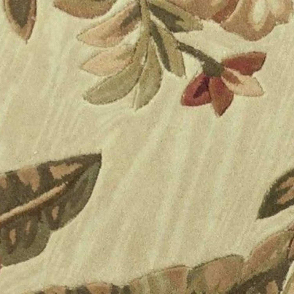 8' Ivory Hand Tufted Bordered Tropical Plants Round Indoor Area Rug - Homeroots - Flyclothing LLC