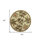 8' Ivory Hand Tufted Bordered Tropical Plants Round Indoor Area Rug - Homeroots - Flyclothing LLC