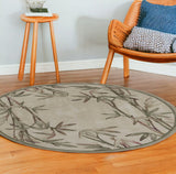 7' Round Wool Ivory  Area Rug - Homeroots