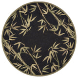 8' Black Hand Tufted Bordered Tropical Bamboo Round Indoor Area Rug - Homeroots