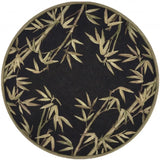 8' Black Hand Tufted Bordered Tropical Bamboo Round Indoor Area Rug - Homeroots - Flyclothing LLC