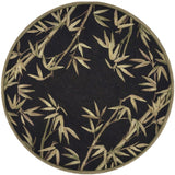 8' Black Hand Tufted Bordered Tropical Bamboo Round Indoor Area Rug - Homeroots
