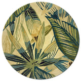 8' Ivory Teal Hand Tufted Tropical Leaves Round Indoor Area Rug - Homeroots - Flyclothing LLC