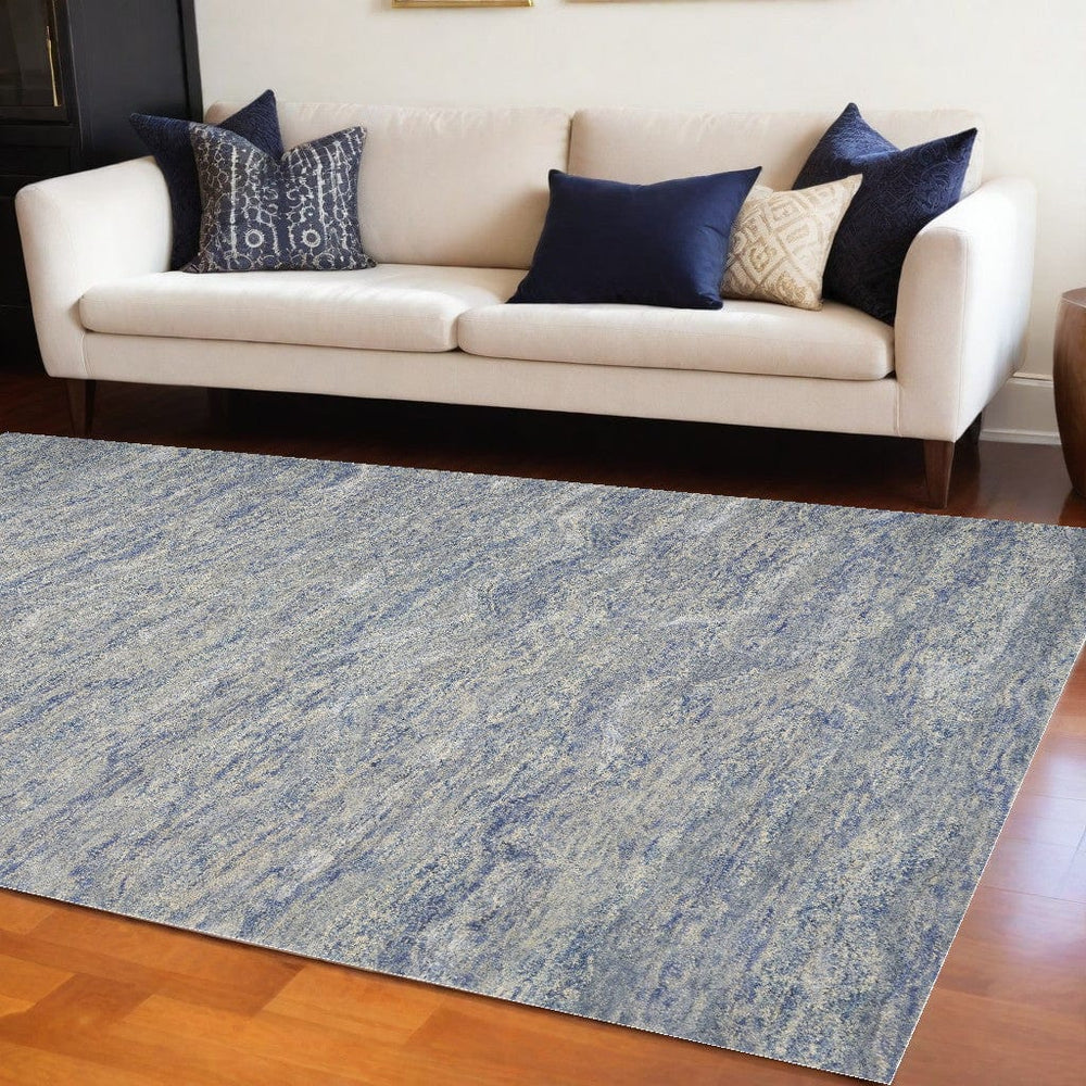 9' X 12' Ocean Blue Hand Tufted Abstract Indoor Area Rug - Homeroots