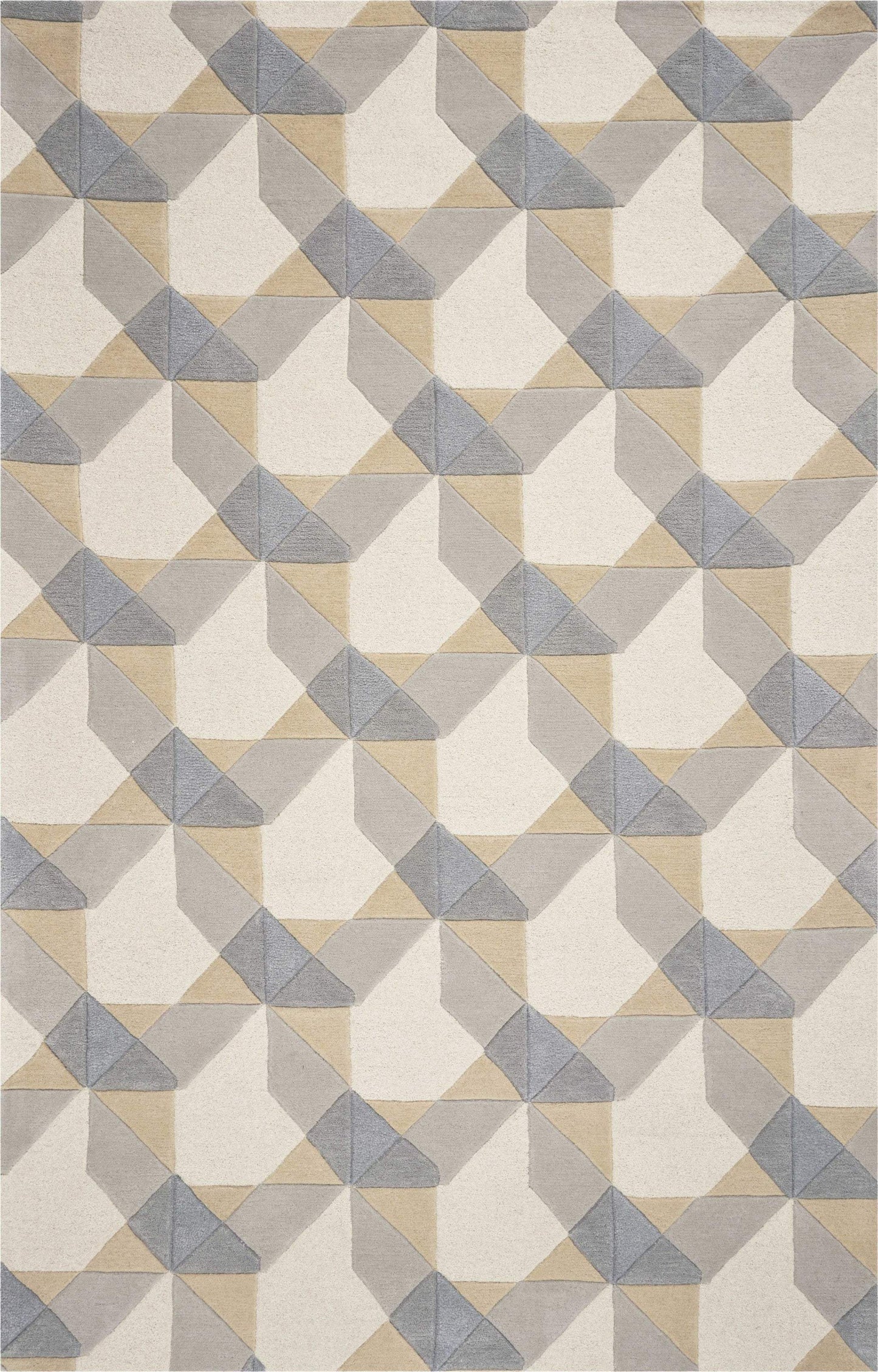 8' X 11' Ivory Grey Hand Tufted Geometric Chain Pattern Indoor Area Rug - Homeroots - Flyclothing LLC
