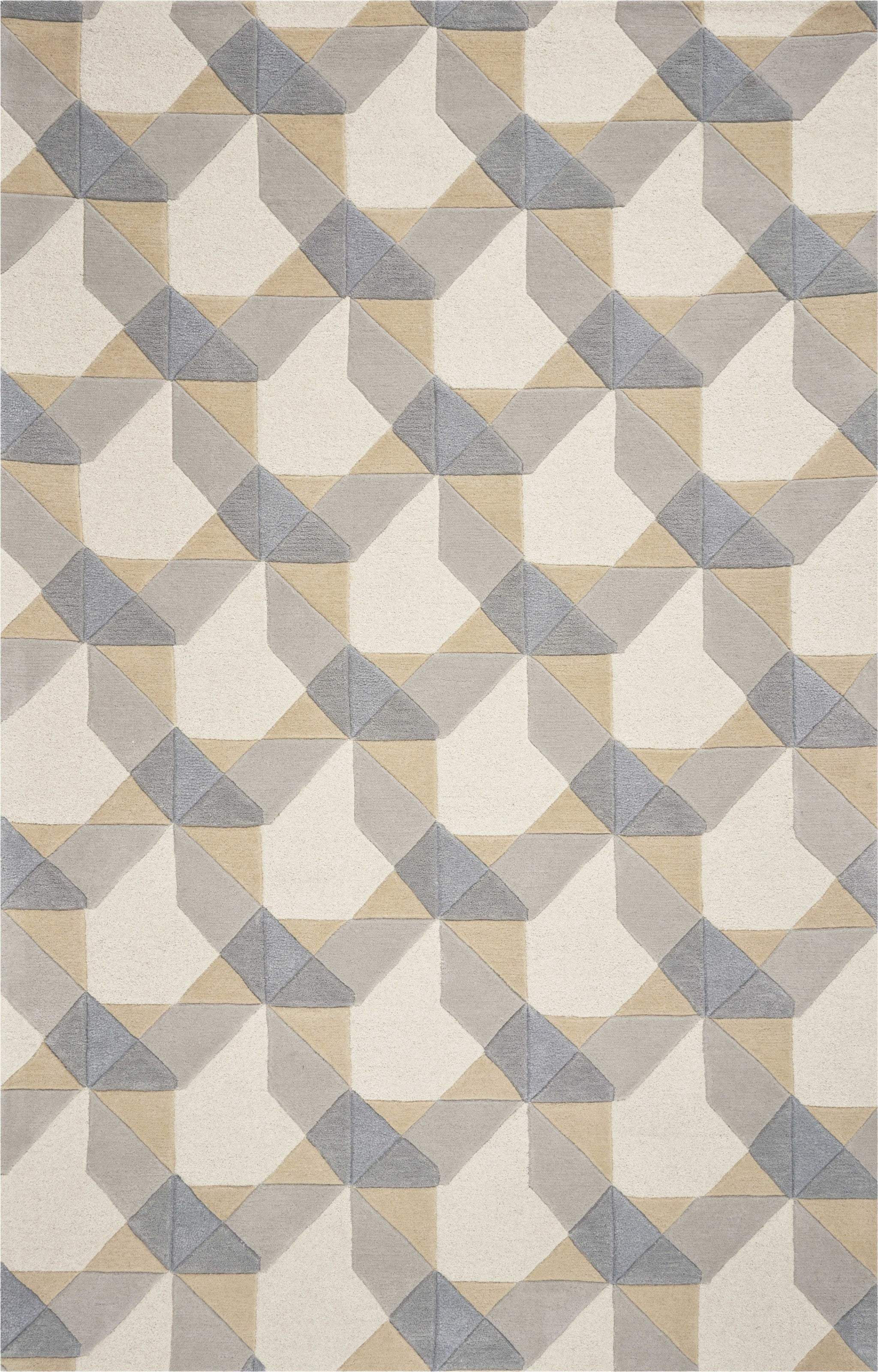 8' X 11' Ivory Grey Hand Tufted Geometric Chain Pattern Indoor Area Rug - Homeroots - Flyclothing LLC
