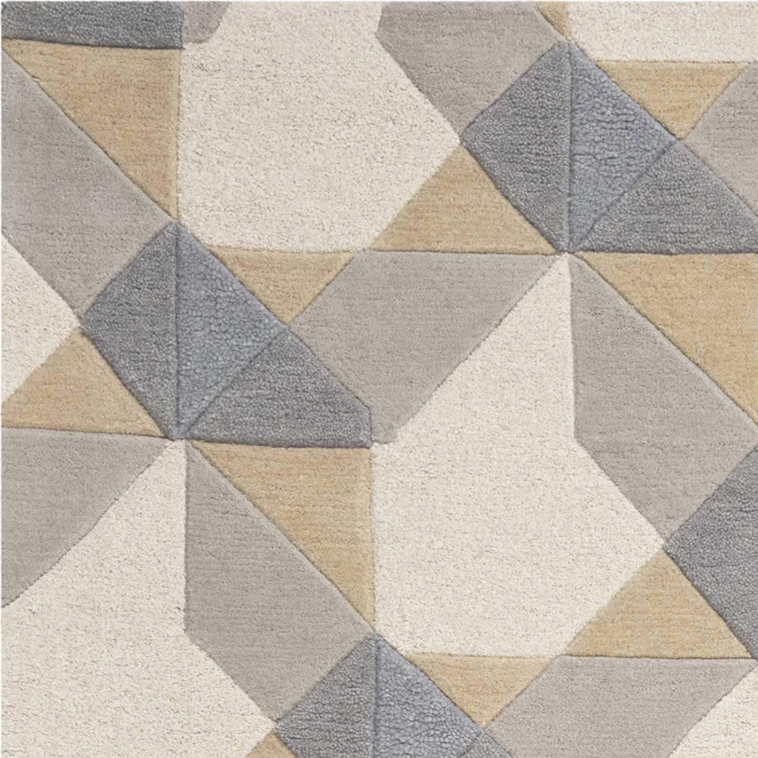 8' X 11' Ivory Grey Hand Tufted Geometric Chain Pattern Indoor Area Rug - Homeroots - Flyclothing LLC