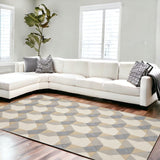 8' X 11' Ivory Grey Hand Tufted Geometric Chain Pattern Indoor Area Rug - Homeroots