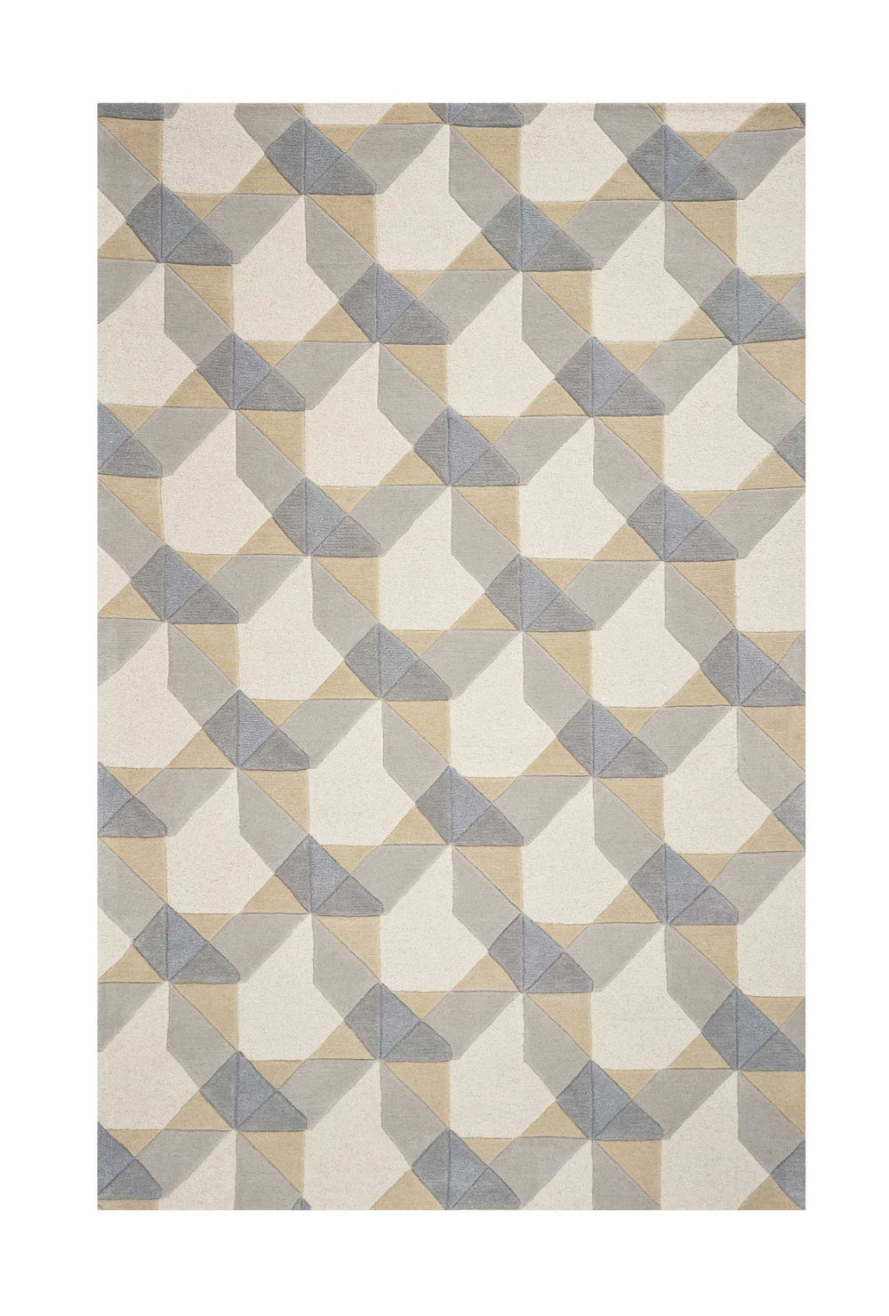 8' X 11' Ivory Grey Hand Tufted Geometric Chain Pattern Indoor Area Rug - Homeroots - Flyclothing LLC