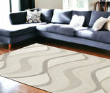 8' X 10' 6 Wool Ivory  Area Rug - Homeroots