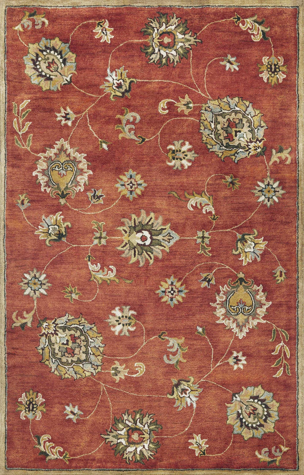 8' X 11' Sienna Orange Hand Tufted Allover Traditional Floral Indoor Area Rug - Homeroots - Flyclothing LLC