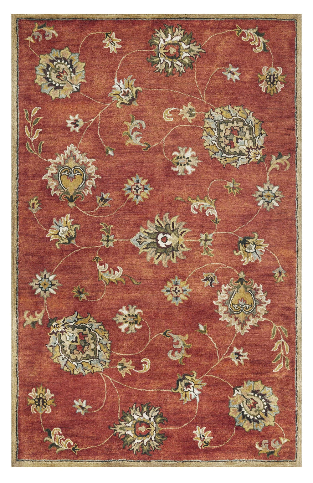 8' X 11' Sienna Orange Hand Tufted Allover Traditional Floral Indoor Area Rug - Homeroots