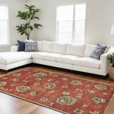 8' X 11' Sienna Orange Hand Tufted Allover Traditional Floral Indoor Area Rug - Homeroots