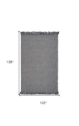 9' X 12' Grey Hand Woven Houndstooth With Braided Fringe Indoor Area Rug - Homeroots - Flyclothing LLC