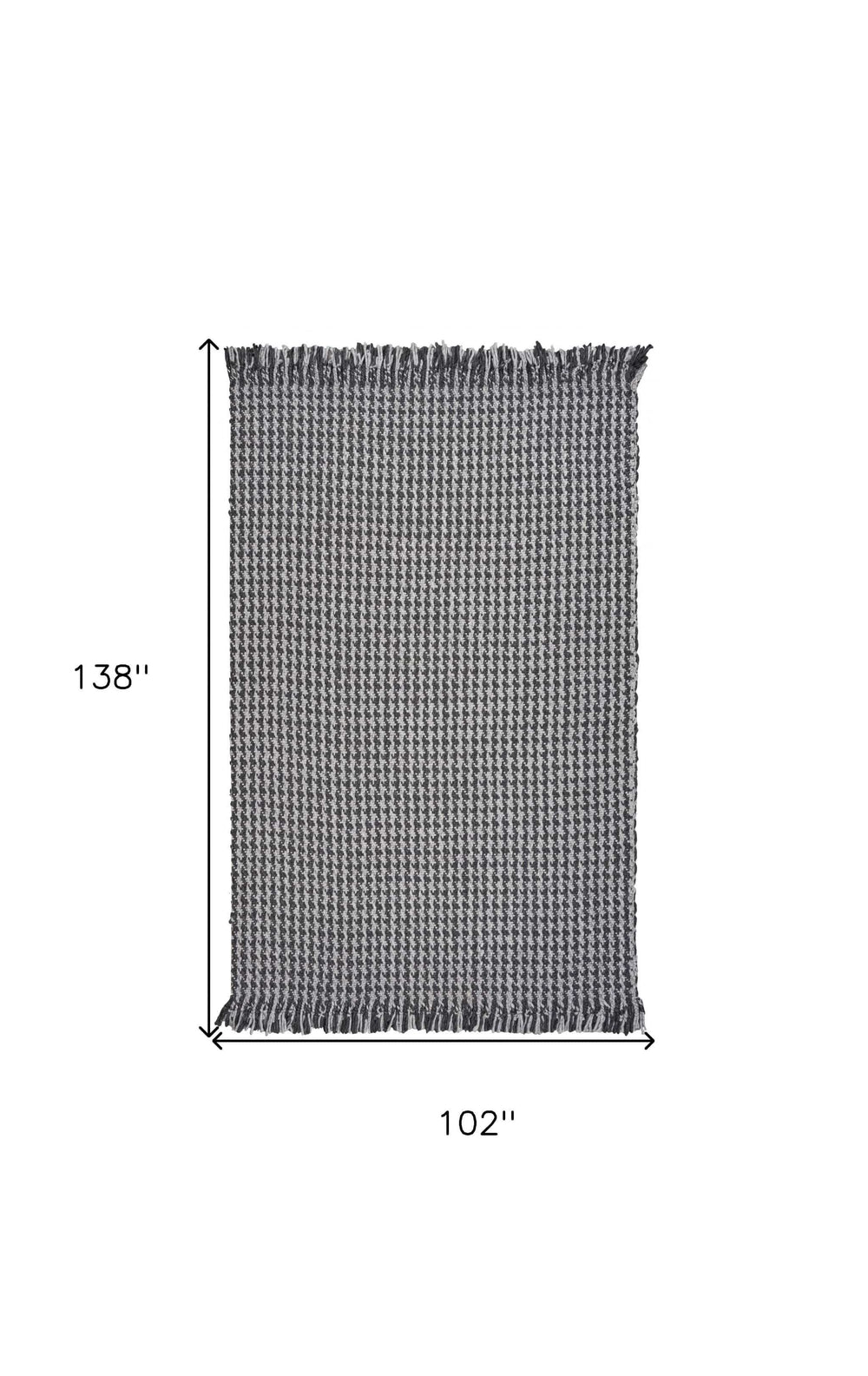 9' X 12' Grey Hand Woven Houndstooth With Braided Fringe Indoor Area Rug - Homeroots - Flyclothing LLC