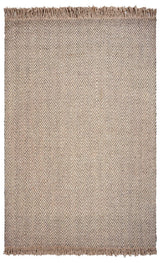 9' X 12' Oatmeal Beige Hand Woven Herringbone With Braided Fringe Indoor Area Rug - Homeroots - Flyclothing LLC