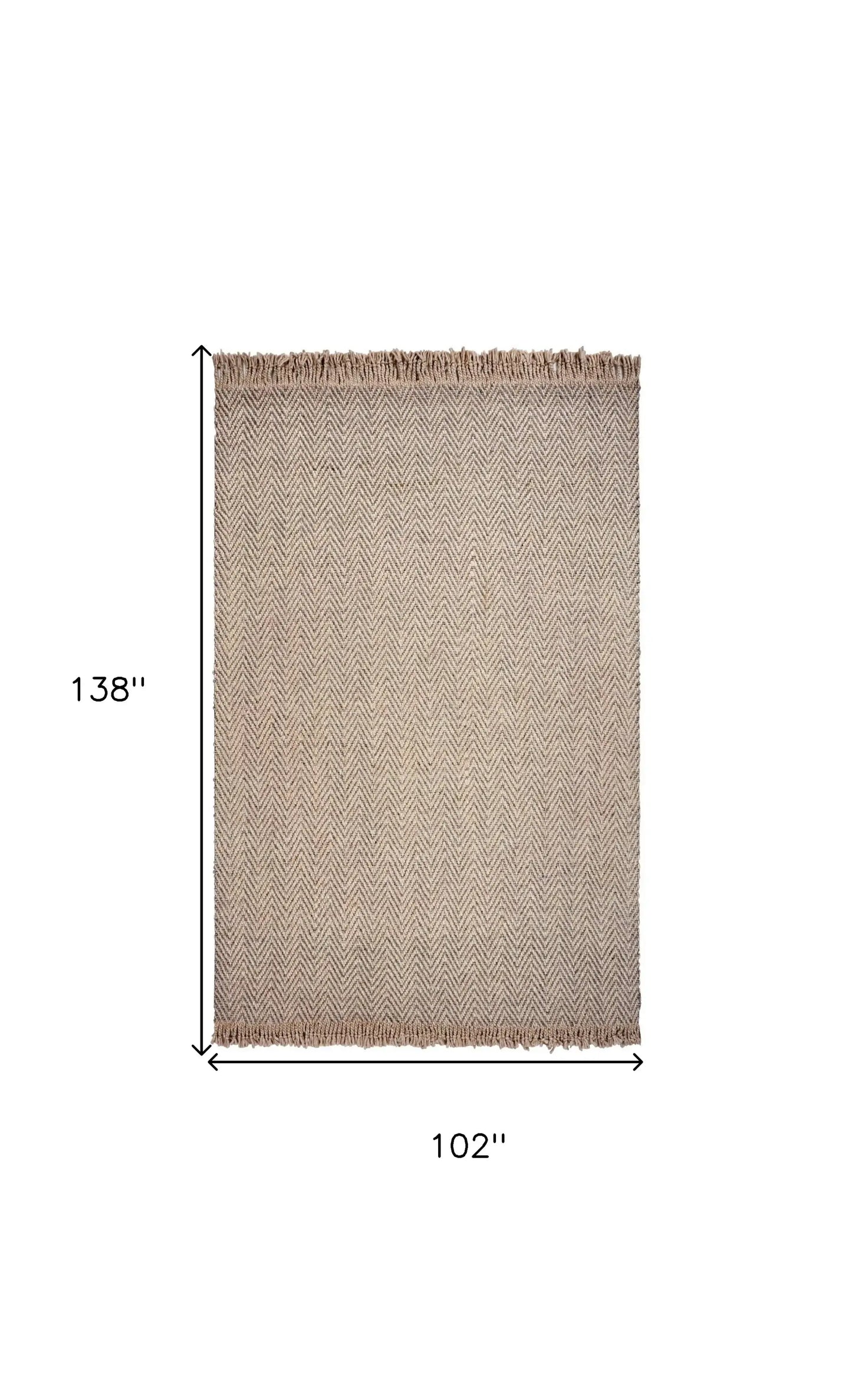 9' X 12' Oatmeal Beige Hand Woven Herringbone With Braided Fringe Indoor Area Rug - Homeroots - Flyclothing LLC