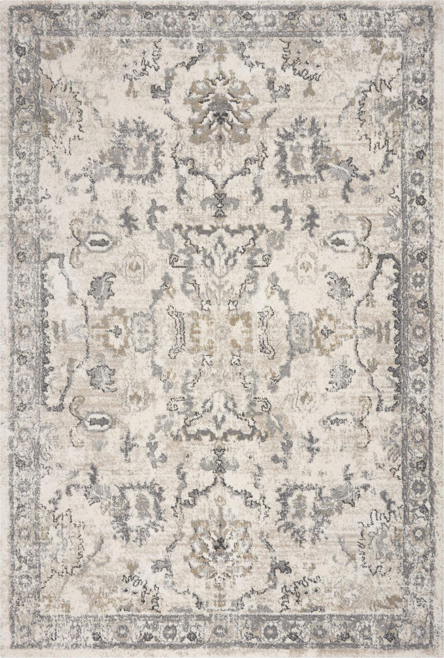 9' X 13' Ivory Machine Woven Distressed Floral Traditional Indoor Area Rug - Homeroots - Flyclothing LLC