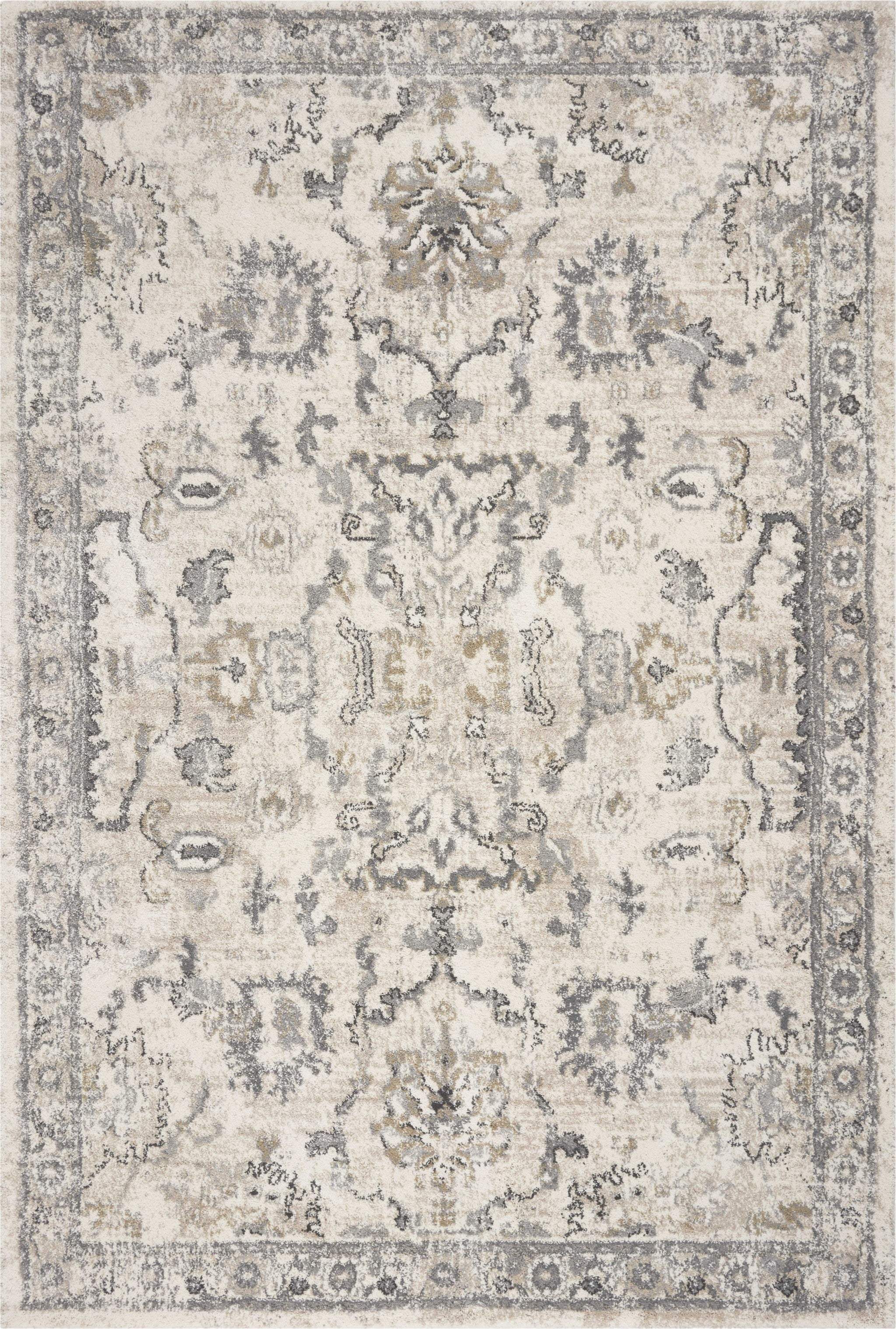 9' X 13' Ivory Machine Woven Distressed Floral Traditional Indoor Area Rug - Homeroots - Flyclothing LLC