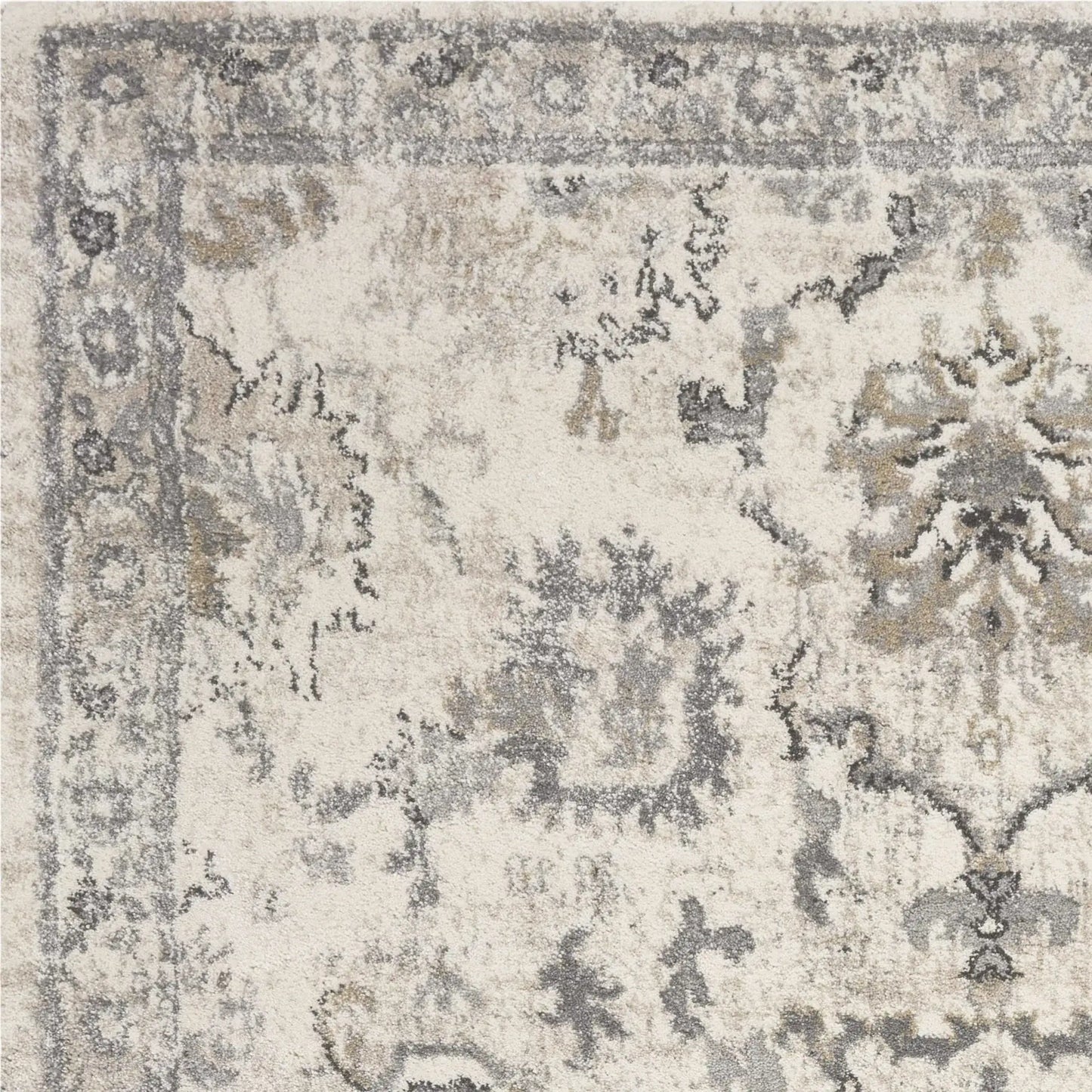 9' X 13' Ivory Machine Woven Distressed Floral Traditional Indoor Area Rug - Homeroots - Flyclothing LLC