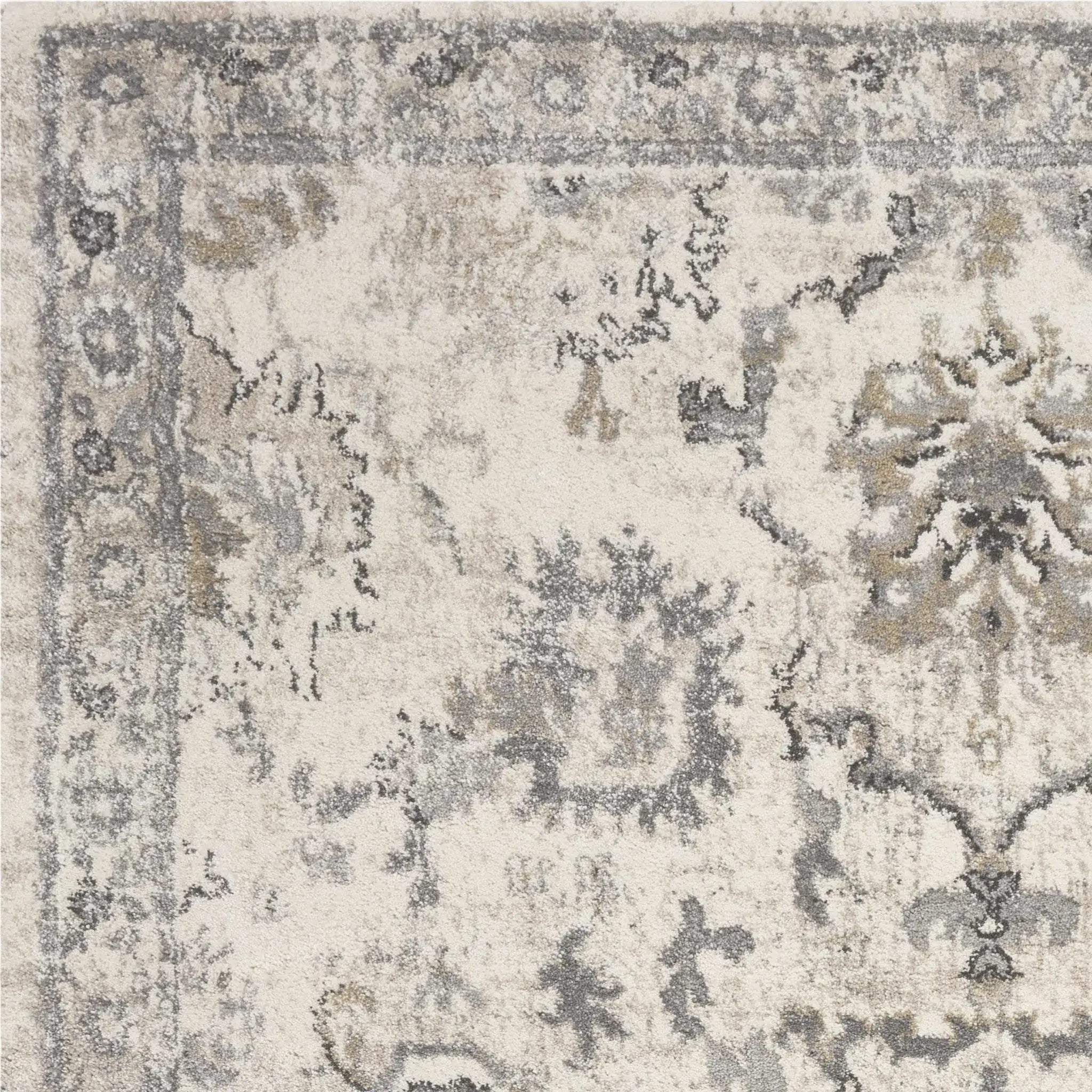 9' X 13' Ivory Machine Woven Distressed Floral Traditional Indoor Area Rug - Homeroots - Flyclothing LLC