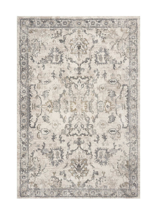 9' X 13' Ivory Machine Woven Distressed Floral Traditional Indoor Area Rug - Homeroots - Flyclothing LLC