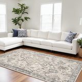 9' X 13' Ivory Machine Woven Distressed Floral Traditional Indoor Area Rug - Homeroots