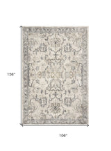 9' X 13' Ivory Machine Woven Distressed Floral Traditional Indoor Area Rug - Homeroots - Flyclothing LLC