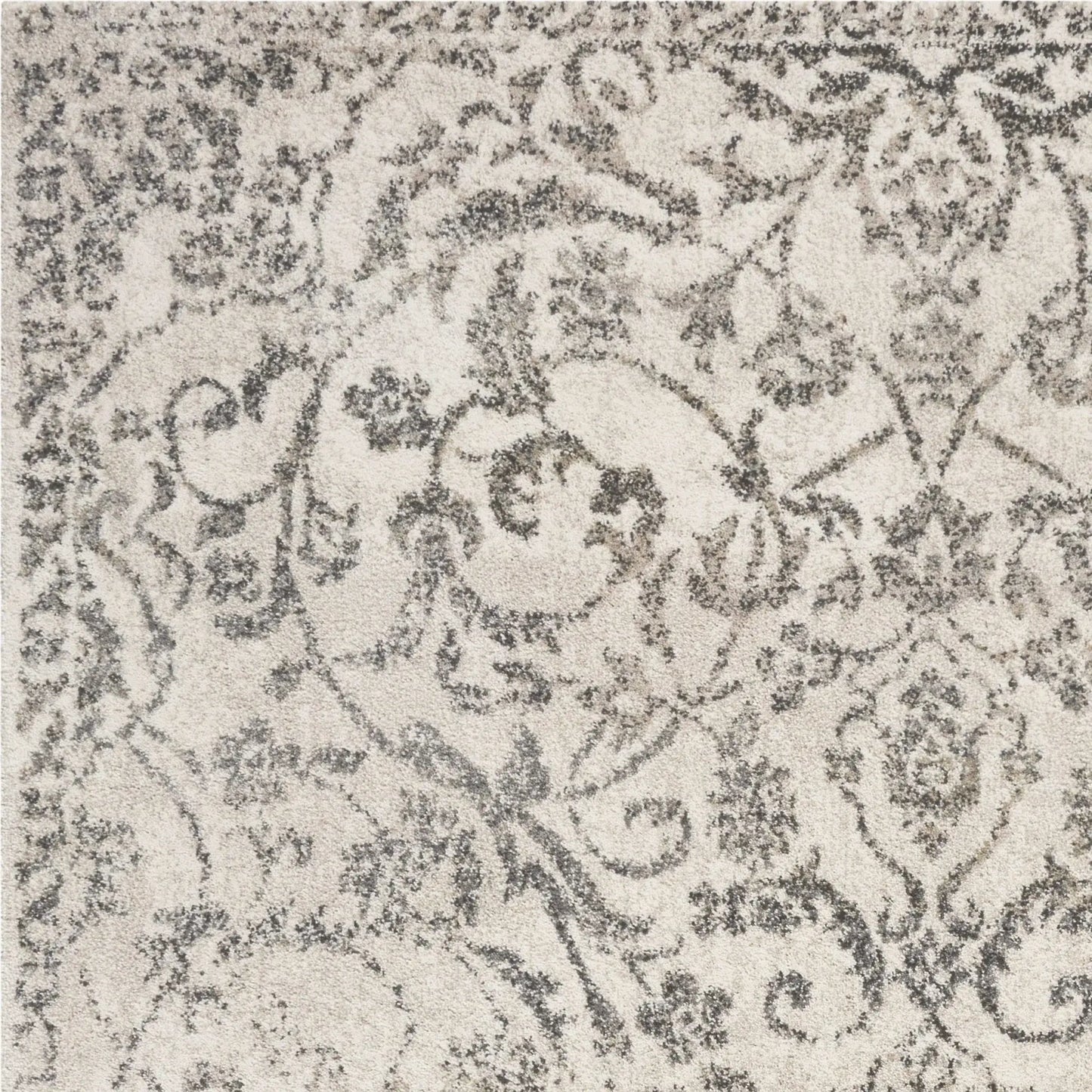 9' X 13' Ivory Machine Woven Distressed Floral Vines Indoor Area Rug - Homeroots - Flyclothing LLC