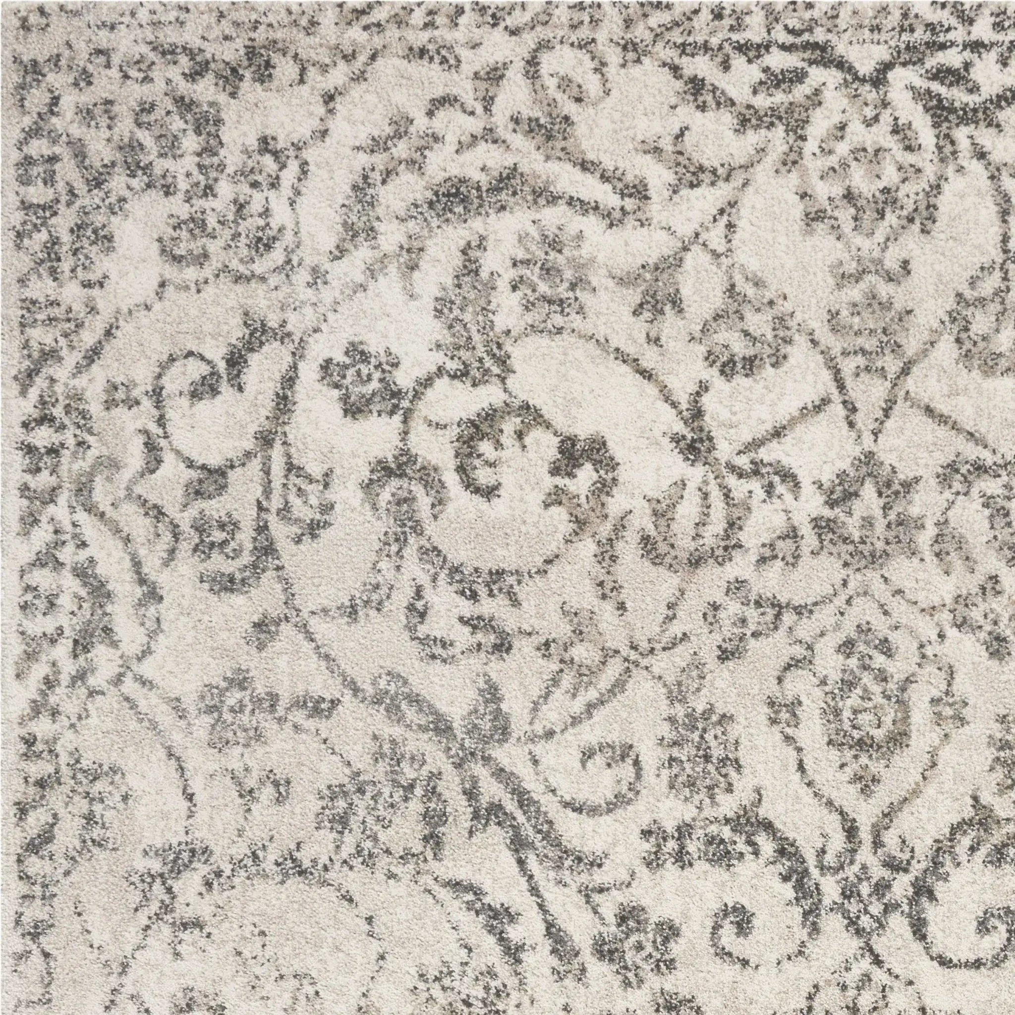 9' X 13' Ivory Machine Woven Distressed Floral Vines Indoor Area Rug - Homeroots - Flyclothing LLC