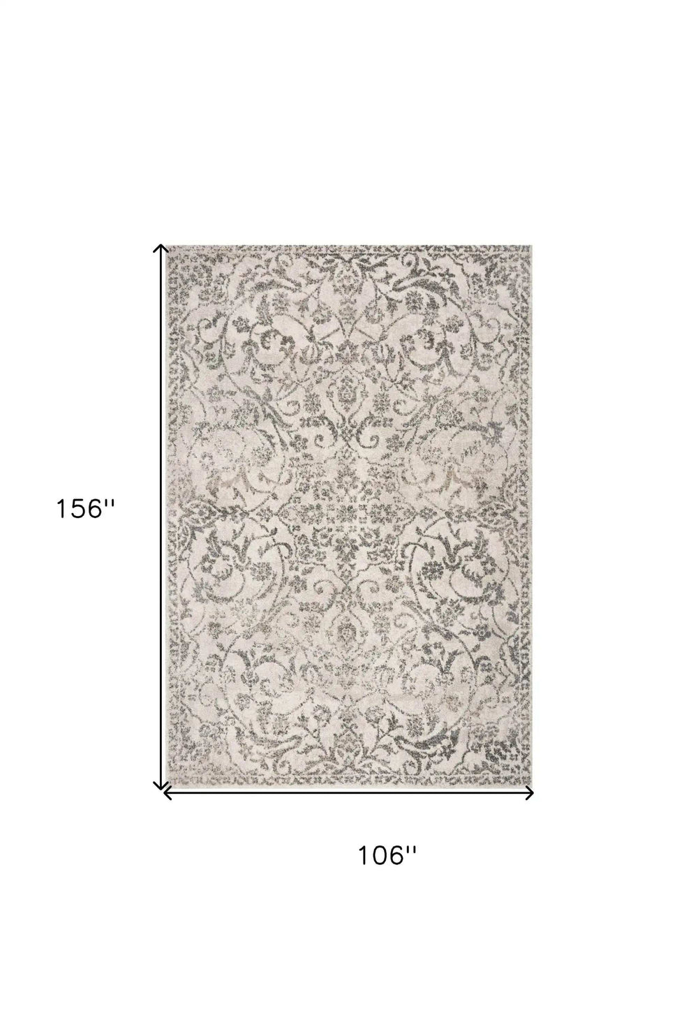 9' X 13' Ivory Machine Woven Distressed Floral Vines Indoor Area Rug - Homeroots - Flyclothing LLC