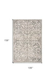 9' X 13' Ivory Machine Woven Distressed Floral Vines Indoor Area Rug - Homeroots