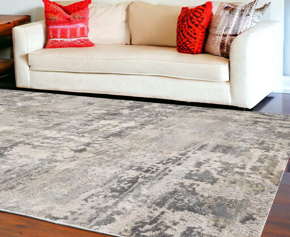 8' X 13' Shade Of Gray Abstract Area Rug - Homeroots - Flyclothing LLC