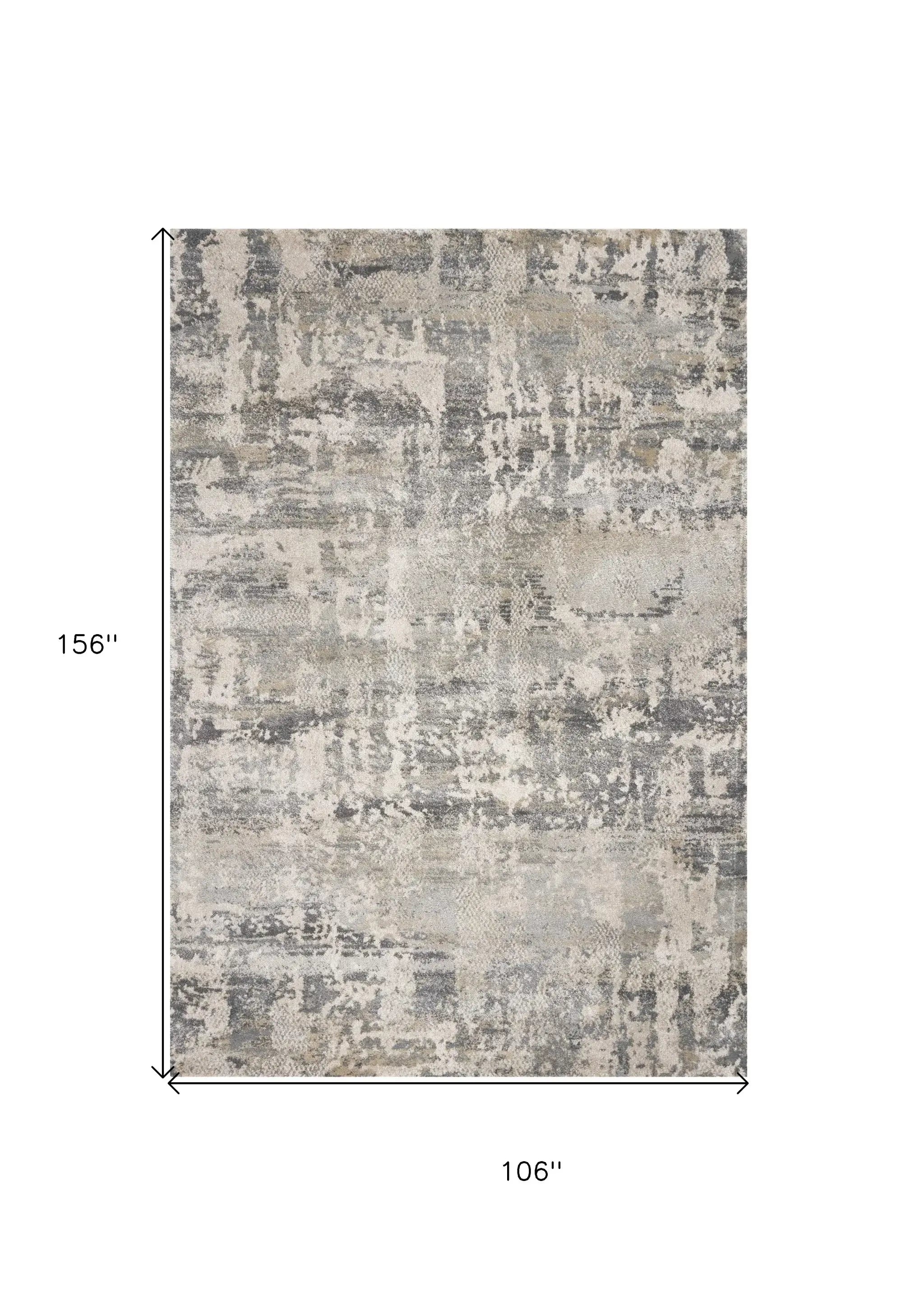 8' X 13' Shade Of Gray Abstract Area Rug - Homeroots - Flyclothing LLC