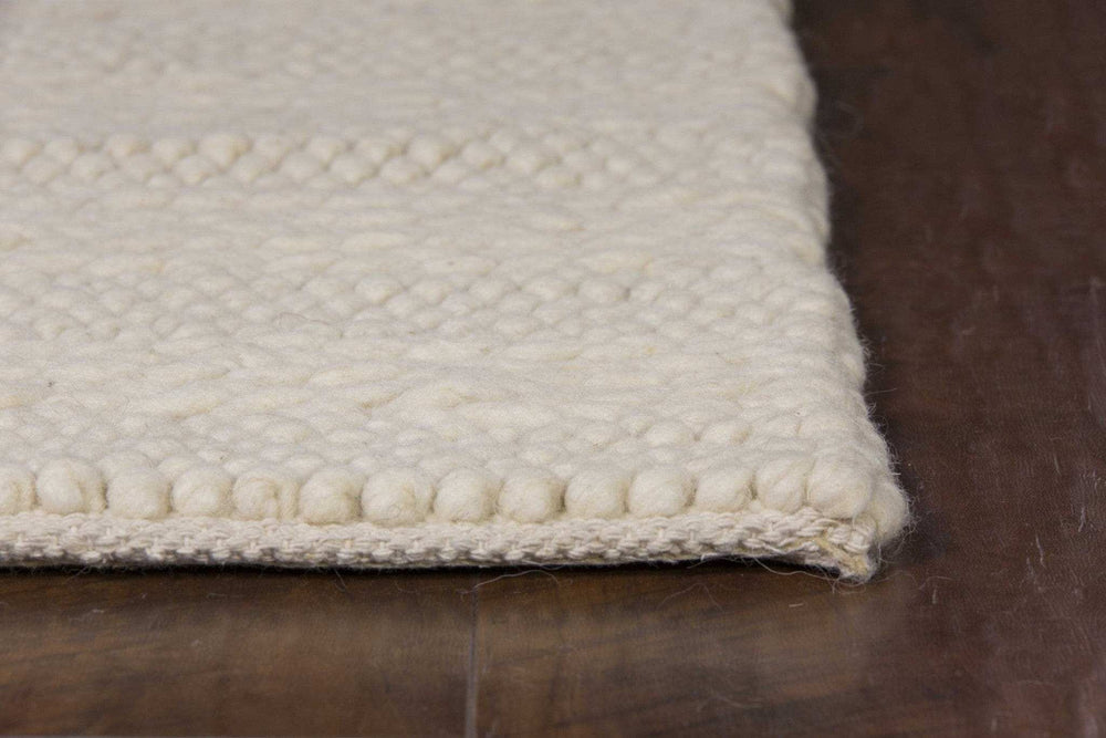8' X 10' White Ivory Hand Woven Knobby Cornish Stripe Indoor Area Rug - Homeroots - Flyclothing LLC