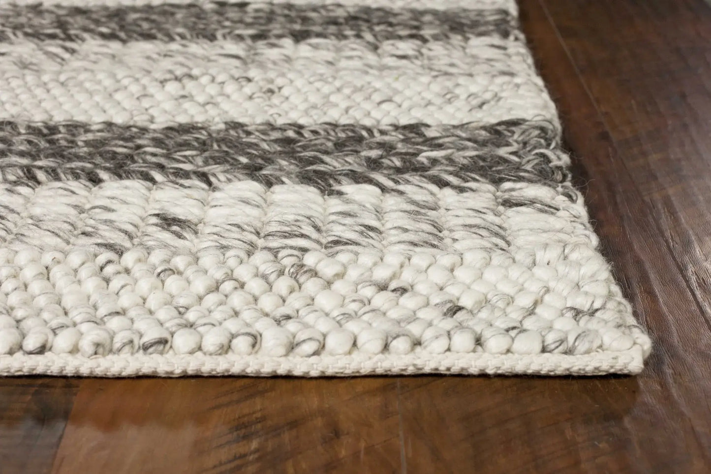 8' X 10' Grey White Hand Woven Knobby Stripes Indoor Area Rug - Homeroots - Flyclothing LLC