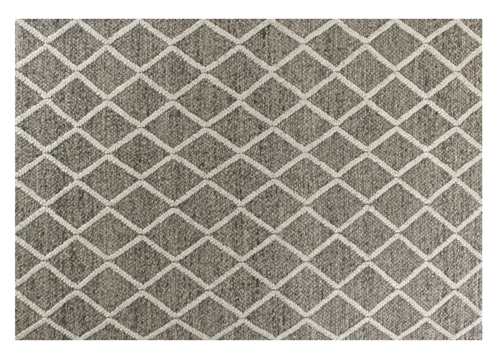 8' X 10' Dark Grey Hand Woven Diamond Pattern Indoor Area Rug - Homeroots